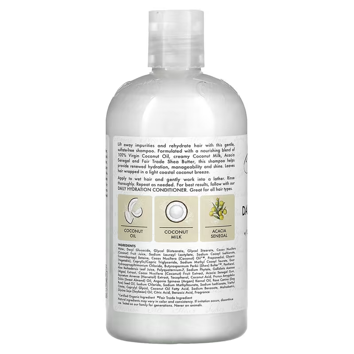 Shampoo de hidratação diária com óleo de coco 100% virgem Shea Moisture