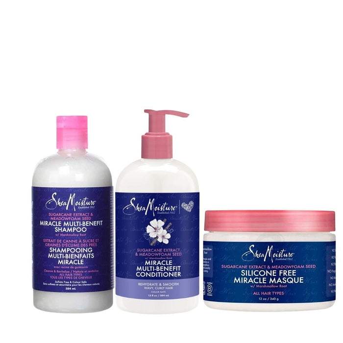 Shea Moisture Sugarcane Extract & Meadowfoamd Seed Miracle Pack