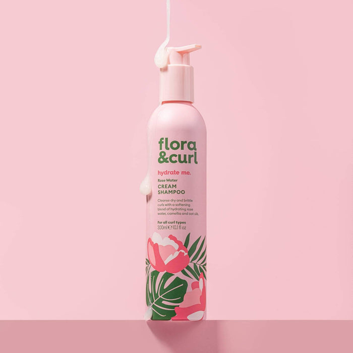 Flora & Curl Hydrate Me Rose Water Cream Champú 300ml - Curly Stop